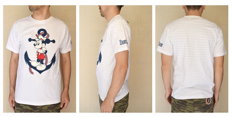 【メンズ・レディース】セイリン・ディズニー(SEILIN・DISNEY )2016年春夏モデル BLUEBLUE ANCHOR MICKEYショートスリーブTシャツ 700055905の前横後ろ画像2