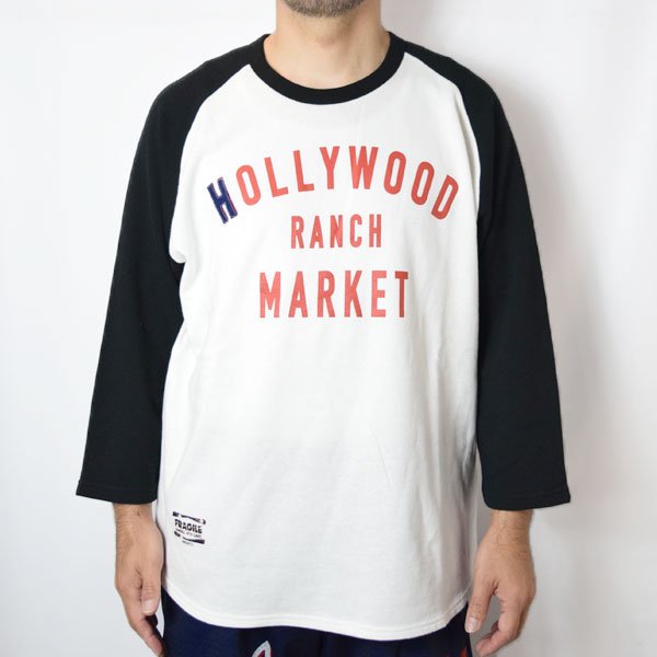 画像3: HOLLYWOOD RANCH MARKET ガーゼウラケ WINDOW SIGN HRM LOGOプリントラグランTシャツ (3)