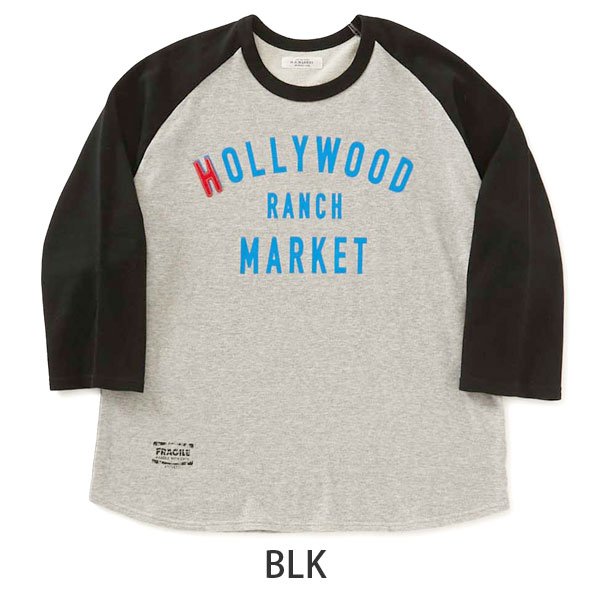 画像7: HOLLYWOOD RANCH MARKET ガーゼウラケ WINDOW SIGN HRM LOGOプリントラグランTシャツ (7)