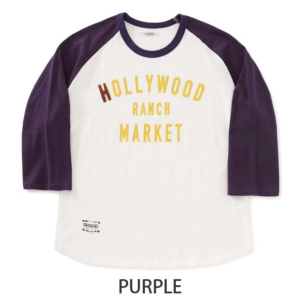 画像8: HOLLYWOOD RANCH MARKET ガーゼウラケ WINDOW SIGN HRM LOGOプリントラグランTシャツ (8)