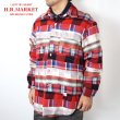 画像1: HOLLYWOOD RANCH MARKET　マルチネルチェック ボーダーパッチワークシャツ (1)