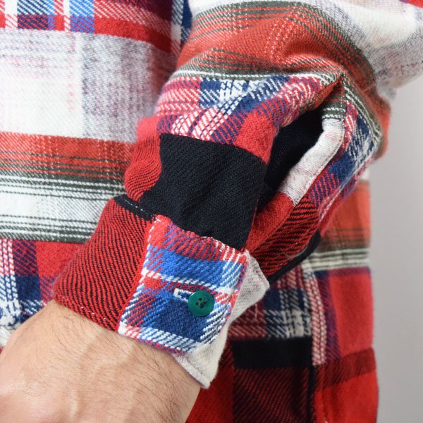 画像9: HOLLYWOOD RANCH MARKET　マルチネルチェック ボーダーパッチワークシャツ (9)