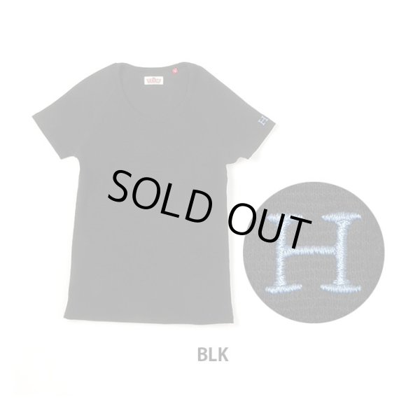 画像1: HOLLYWOOD RANCH MARKET　『ストレッチフライス レディース UネックショートスリーヴTシャツ　カラー：BLK』 (1)