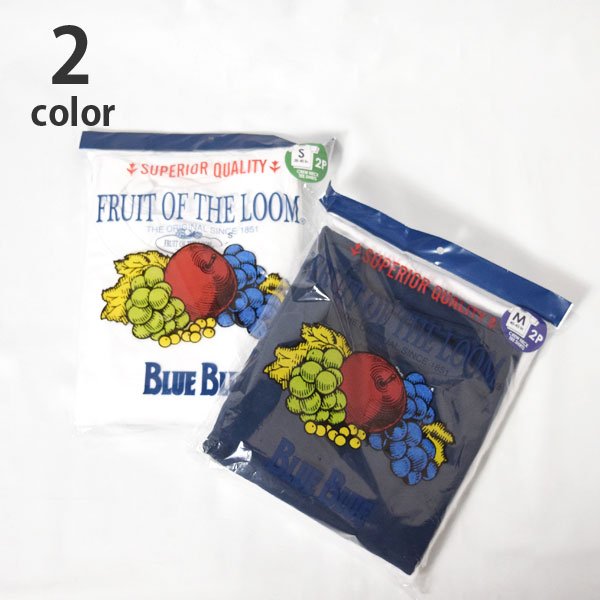 画像1: FRUIT OF THE LOOM・BLUE BLUE　オーガニックコットン 2パック クルーネックポケットTシャツ (1)
