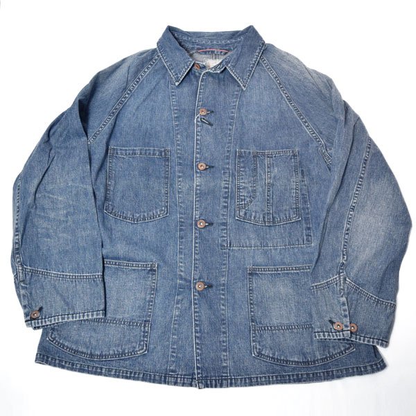 画像6: BLUE BLUE  JK101 セルビッチライトデニム ヴィンテージウォッシュ ラグランスリーブカバーオール　BASICDENIM (6)