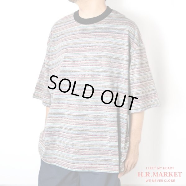 画像1: HOLLYWOOD RANCH MARKET　リサイクルマルチボーダー ドロップショルダーＴシャツ (1)