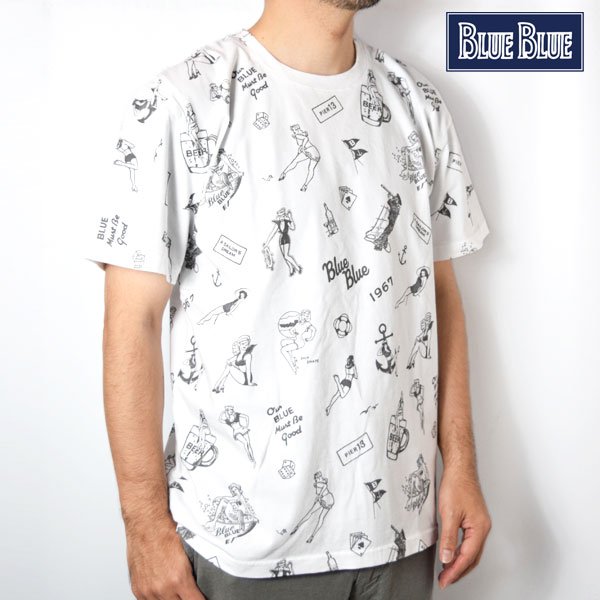 画像1: BLUE BLUE  SAILOR'S DREAM オールオーバープリントTシャツ (1)