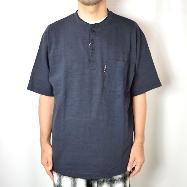 画像3: BLUE BLUE  ヘビースラブテンジク ヘンリーネックポケットＴシャツ (3)