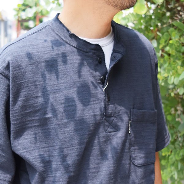 画像2: BLUE BLUE  ヘビースラブテンジク ヘンリーネックポケットＴシャツ (2)