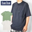 画像1: BLUE BLUE  ヘビースラブテンジク ヘンリーネックポケットＴシャツ (1)