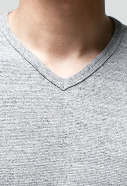 画像3: HOLLYWOOD RANCH MARKET　『ストレッチフライス VネックショートスリーヴTシャツ　カラー：GREY』 (3)