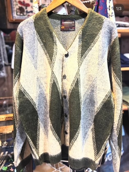 画像1: TOWN CRAFT　VINTAGE PATTERN SHAGGY CARDIGAN (1)