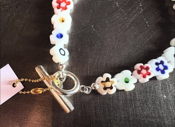 画像2: 【代引き不可】ROSETTAPRAYER　MILLEFIORI FLOWER BEADS BRACELET- WHITE MULTI FLOWER (2)