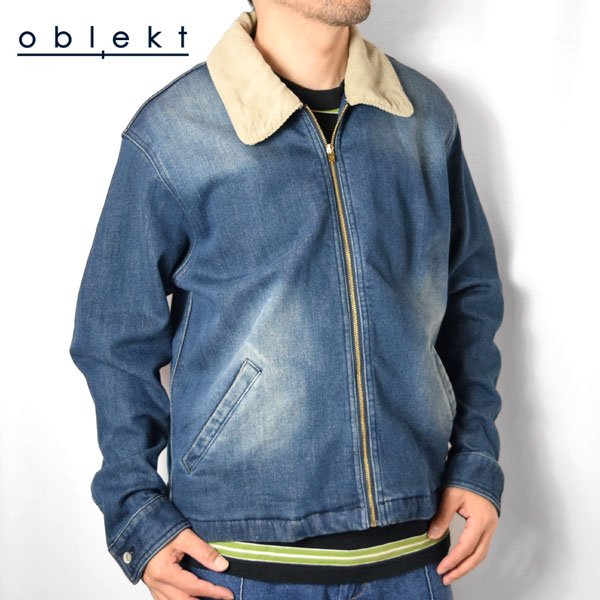 画像1: oblekt　コンフォータブルデニム ジップブルゾン (1)