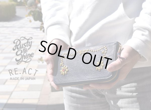 画像2: RE.ACT×ラスティートゥーシャイン 別注 Flower Studs Paisley Indigo Round Fastner Long Wallet (2)