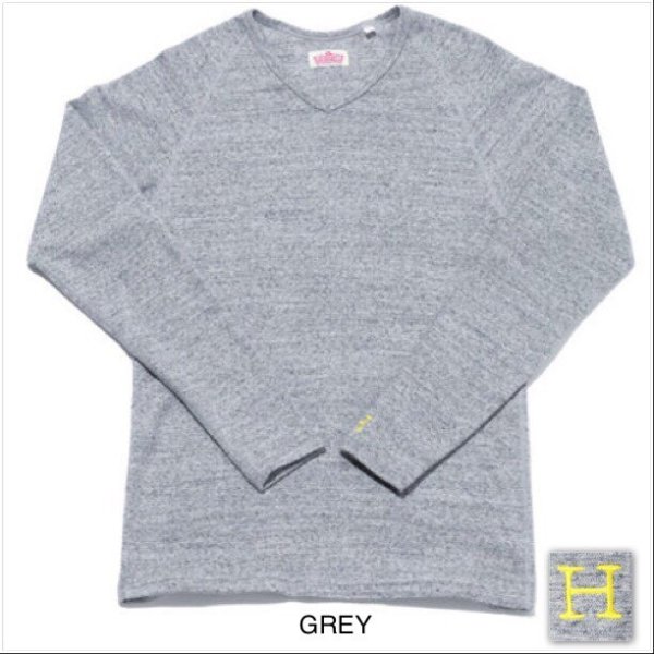 画像1: HOLLYWOOD RANCH MARKET　『ストレッチフライス VネックロングスリーヴTシャツ　カラー：GREY』 (1)