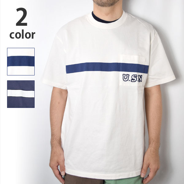 BLUE BLUE  ネイビーエンブロイダリー ワンライン ポケットTシャツ