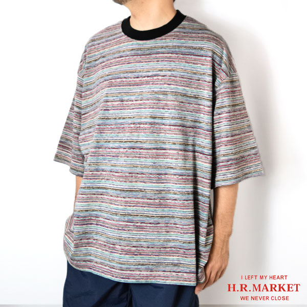 HOLLYWOOD RANCH MARKET　リサイクルマルチボーダー ドロップショルダーＴシャツ
